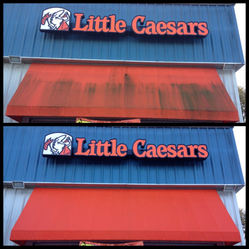 Awning cleaning before and after