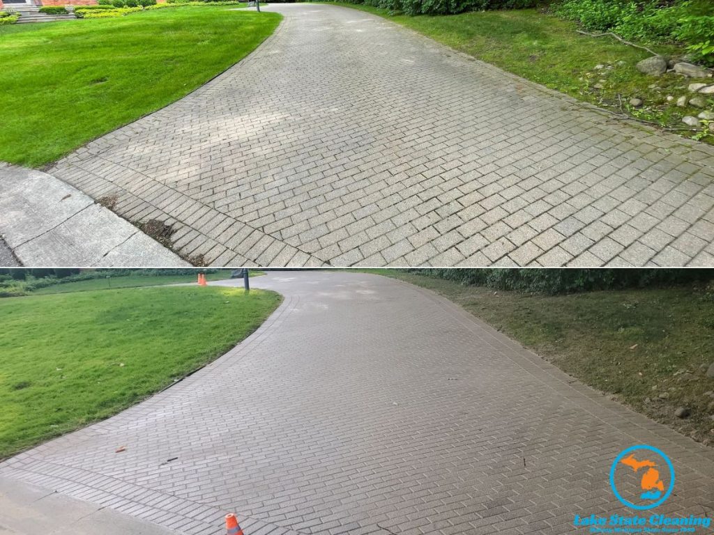 Paver Power Washing Sanding and Sealing in Rochester Hills MI Lake State Cleaning 1